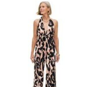 NWT  Women's Halter Leopard Neutral Jumpsuit DVF for Target M